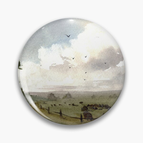 Item preview, English Countryside Cows in Pasture Original Watercolor Art designed and sold by OnHeathAndMoor.