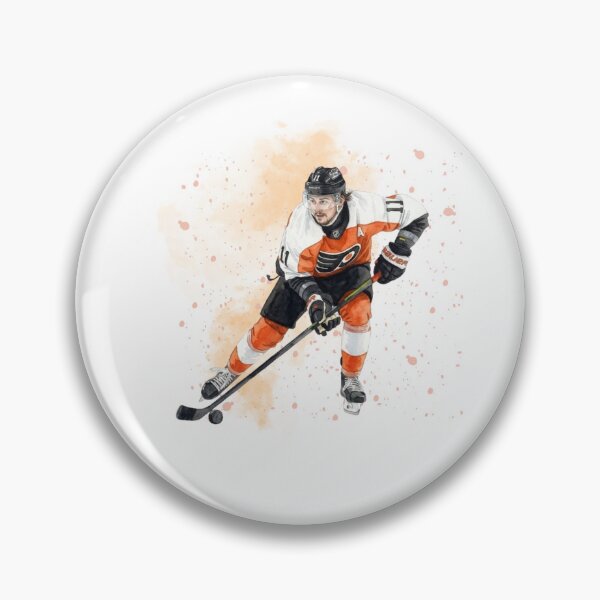 Item preview, Orange & Black NHL Hockey Ice Warrior Watercolor Art designed and sold by Cucuzeus.