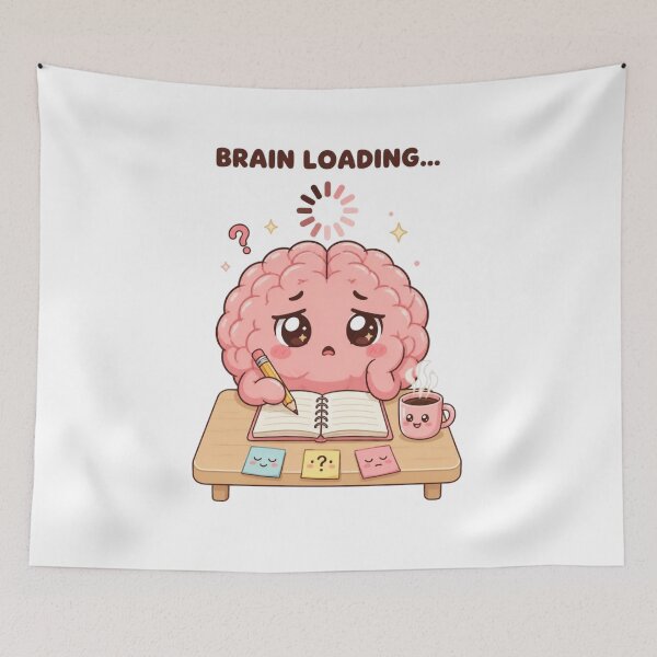 Item preview, Brain Loading... – Cute Funny Brain Cartoon Sticker designed and sold by Kiinaaa.