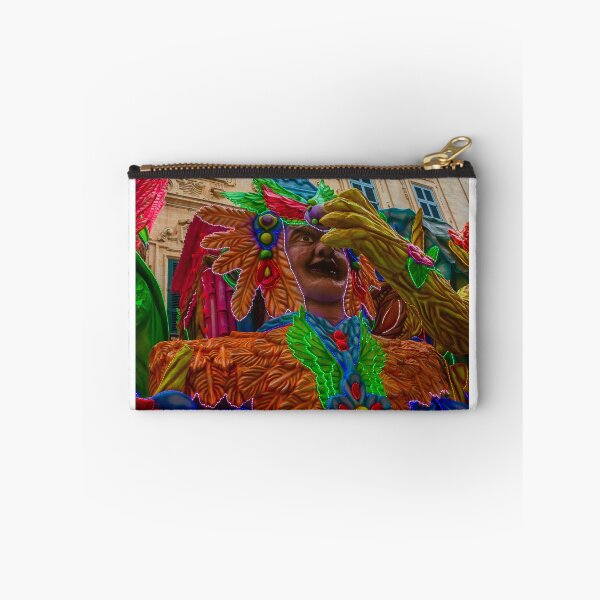 Item preview, Colorful Carnival Float With Giant Feathered Mask in Street Parade Against Historic Building designed and sold by Nmallia.