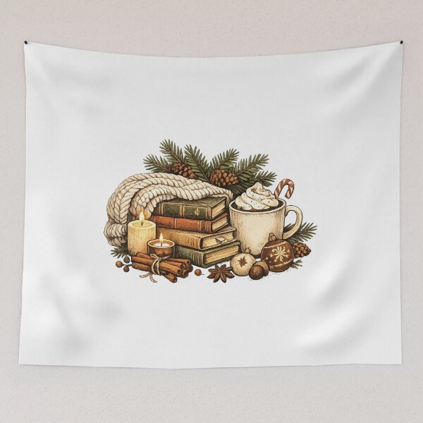 Item preview, Cozy Christmas Books – Vintage Cottagecore Holiday Reading Hot Cocoa Winter Gift designed and sold by Artycom.