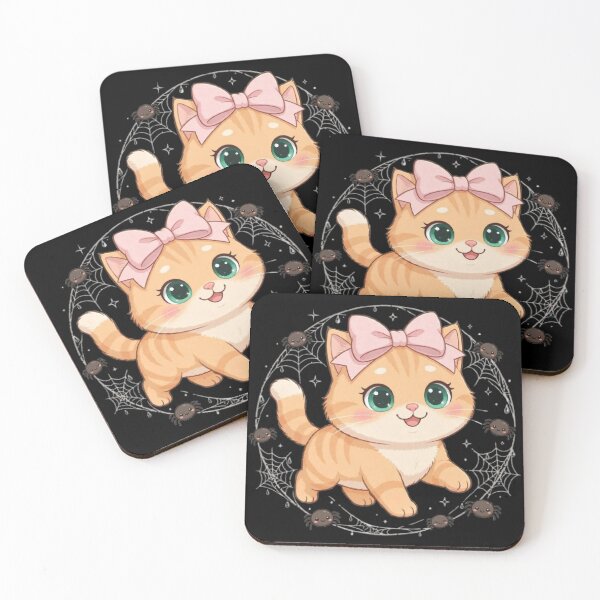 Item preview, Cute Halloween Spider Web Cat Kawaii Spooky designed and sold by Luna's World - Moody Vibes Studio.
