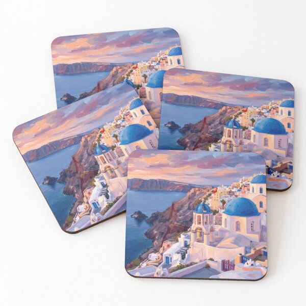 Item preview, Santorini Greece Sunset Landscape designed and sold by RedPeaStudio.