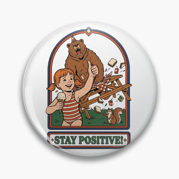 Item preview, Stay Positive - Funny Retro Bear Attack Dark Humor designed and sold by ZUVLEX.