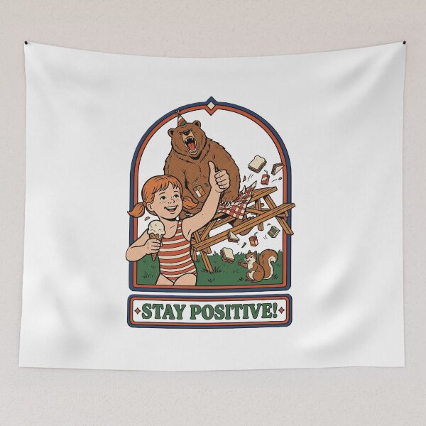 Item preview, Stay Positive - Funny Retro Bear Attack Dark Humor designed and sold by ZUVLEX.