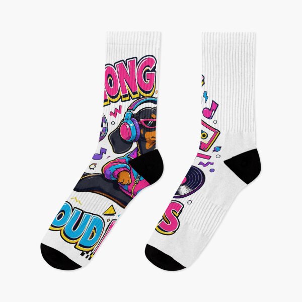 Item preview, Retro Dachshund Dancing to Loud Beats designed and sold by Kolibra.