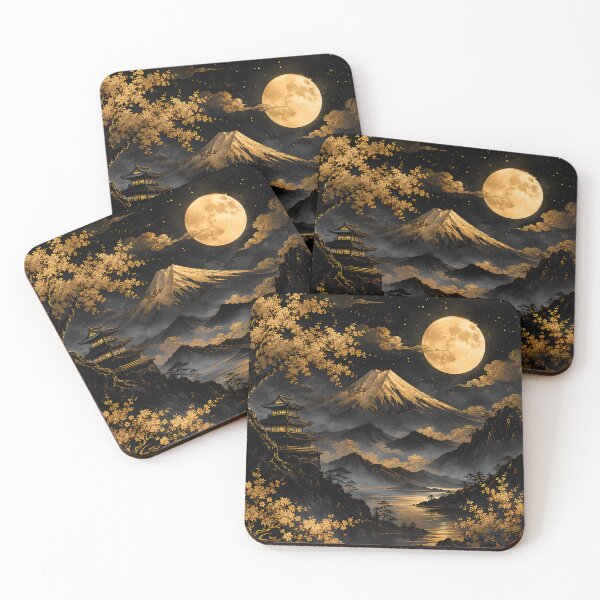 Item preview, Japanese Moon Landscape Gold Art designed and sold by Divine Ease.