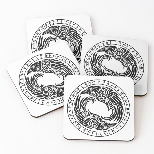 Item preview, Huginn and Muninn Norse Raven Viking Rune Emblem designed and sold by Witch Joseph.