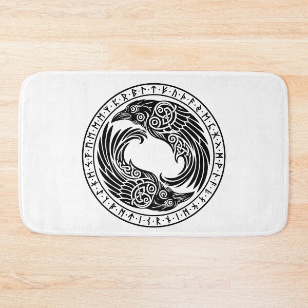 Item preview, Huginn and Muninn Norse Raven Viking Rune Emblem designed and sold by Witch Joseph.