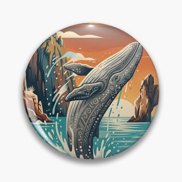 Item preview, Vintage Baja California Sur Humpback Whale Travel Art designed and sold by ZUMERI.