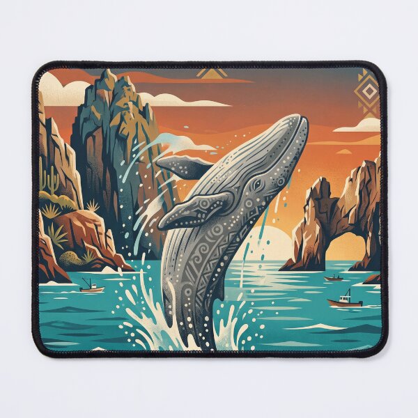 Item preview, Vintage Baja California Sur Humpback Whale Travel Art designed and sold by ZUMERI.