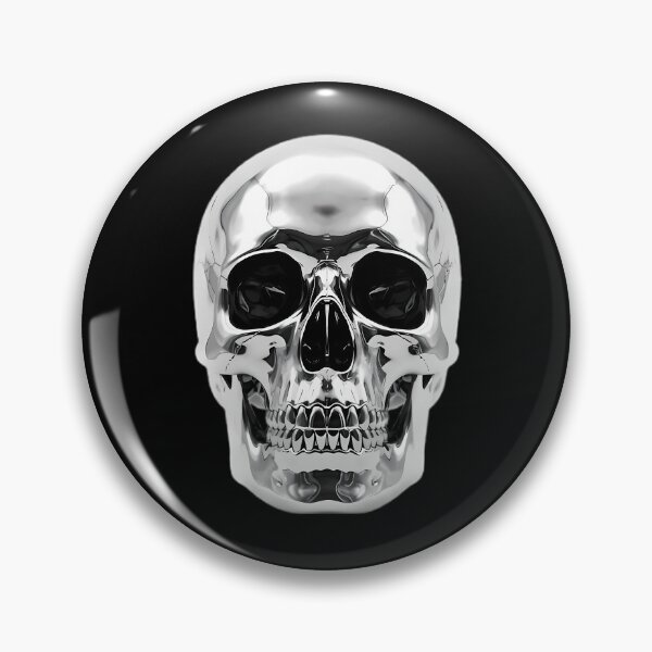 Item preview, Silver Metallic Skull With Sharp Teeth designed and sold by Linework Studio.