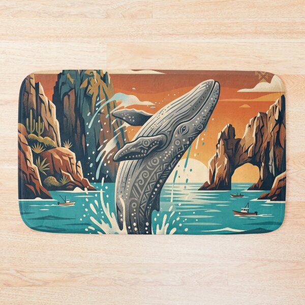 Item preview, Vintage Baja California Sur Humpback Whale Travel Art designed and sold by ZUMERI.