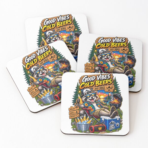 Item preview, Funny Raccoon BBQ Shirt – Good Vibes Cold Beers and BBQ designed and sold by Molli98.