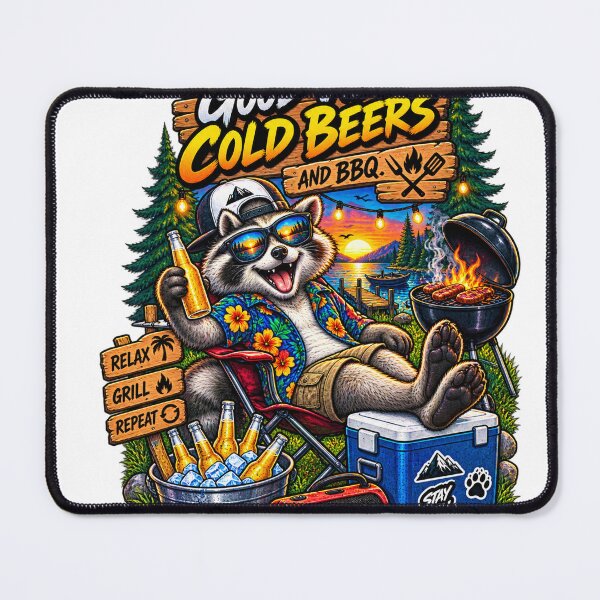 Item preview, Funny Raccoon BBQ Shirt – Good Vibes Cold Beers and BBQ designed and sold by Molli98.