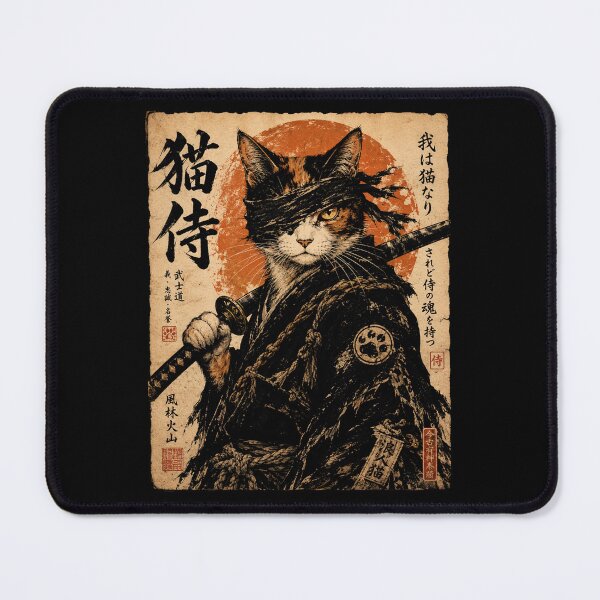 Item preview, samurai cat designed and sold by Starry Night Creative Art.