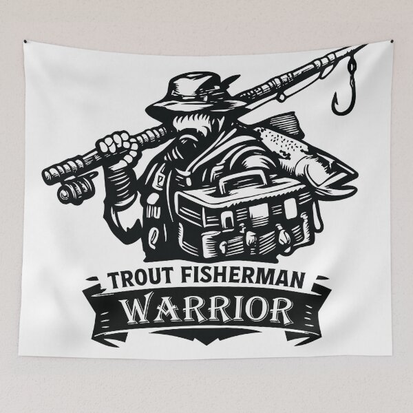 Item preview, Trout Fisherman Warrior logo style illustration. designed and sold by Art-Horizon.