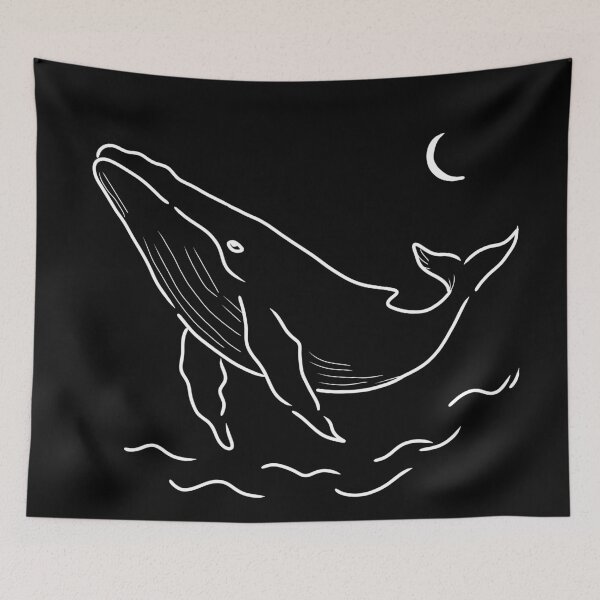 Item preview, line art whale designed and sold by whimme.