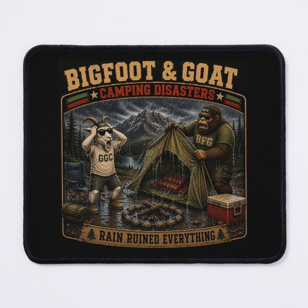 Item preview, Bigfoot And Goat Rain Ruined Everything Funny Camping Disaster designed and sold by NicheBloom.