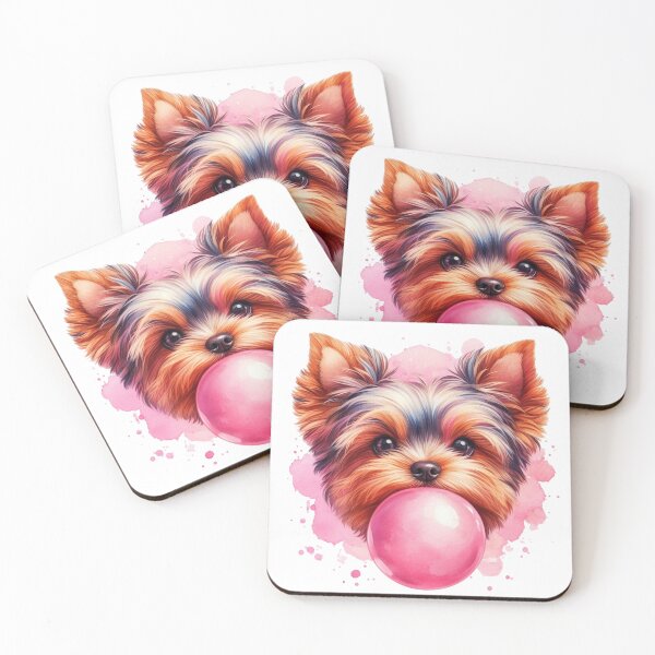 Item preview, Cute Yorkshire Terrier with Pink Bubblegum Watercolor designed and sold by adriana-holmes.
