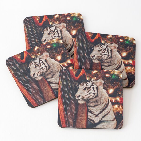 Item preview, White Tiger Christmas — Holiday Harp Wildlife Art designed and sold by TreatLLC.