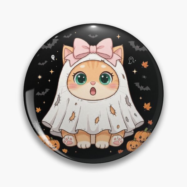 Item preview, Cute Halloween Ghost Cat Sheet Costume Pumpkin designed and sold by Moody Vibes Studio.