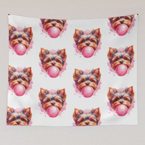 Item preview, Cute Yorkshire Terrier with Pink Bubblegum Watercolor designed and sold by adriana-holmes.