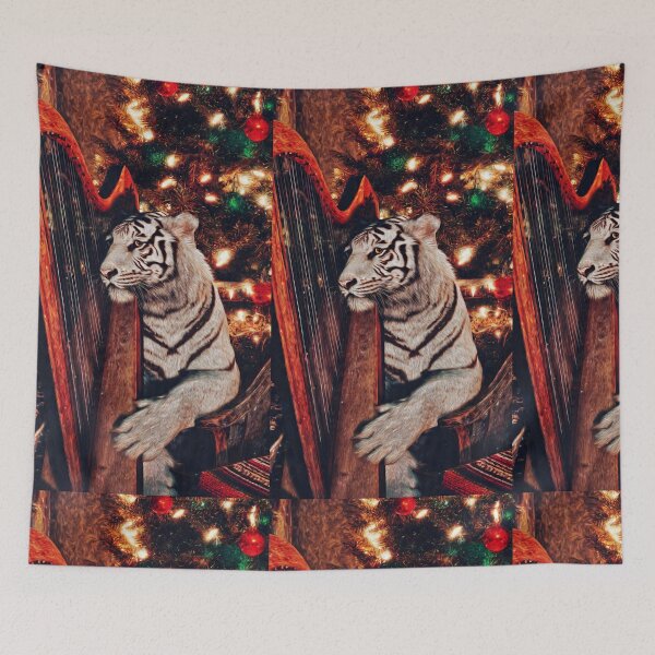 Item preview, White Tiger Christmas — Holiday Harp Wildlife Art designed and sold by TreatLLC.