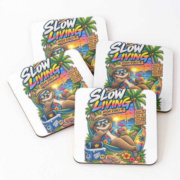 Item preview, Funny Sloth Shirt – Slow Living High Vibes Tropical Beach Sloth designed and sold by Molli98.