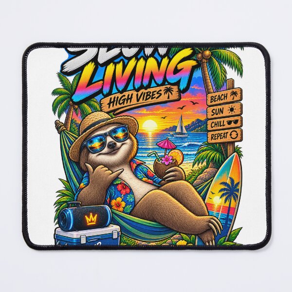 Item preview, Funny Sloth Shirt – Slow Living High Vibes Tropical Beach Sloth designed and sold by Molli98.