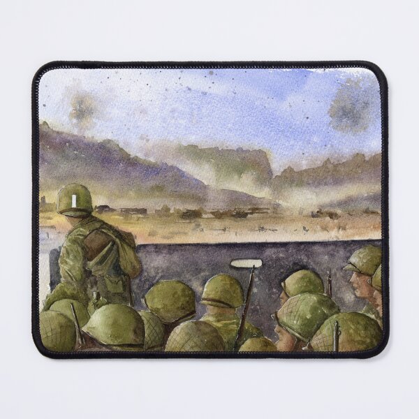 Item preview, WWII D-Day Infantry Approaching Normandy Coast Watercolor Art designed and sold by OnHeathAndMoor.