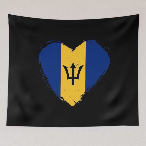 Item preview, Distressed Barbados Flag Heart BB designed and sold by shitpostee.