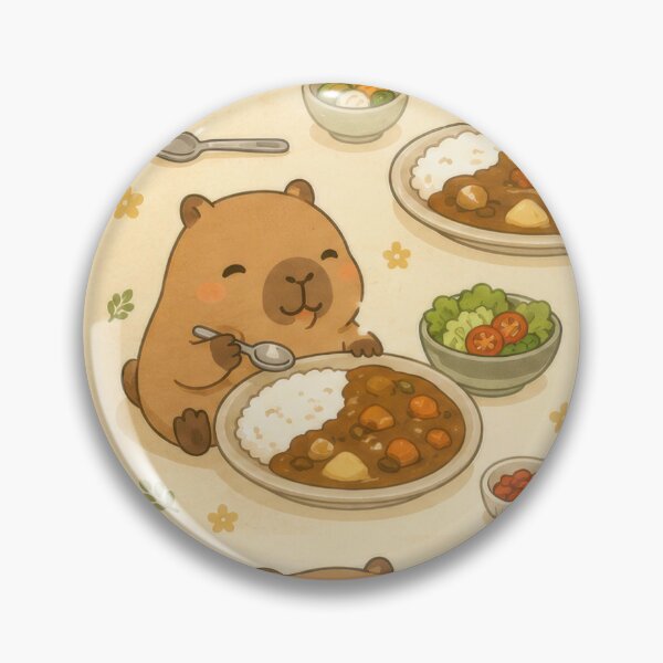 Item preview, Capybara Japanese Curry Pattern | Cute Kawaii Foodie Design designed and sold by Soft Berry Studio.