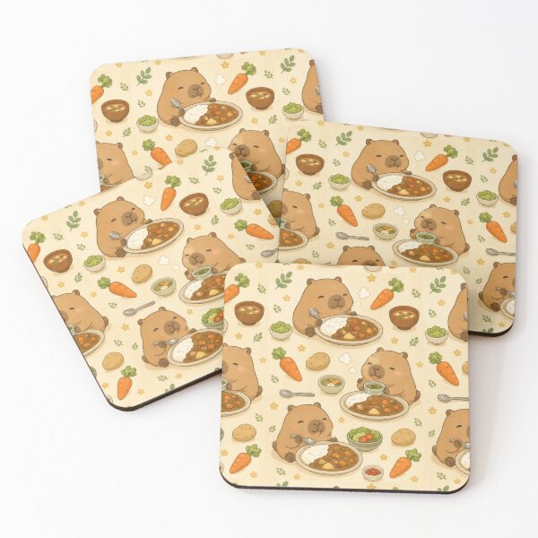 Item preview, Capybara Japanese Curry Pattern | Cute Kawaii Foodie Design designed and sold by Soft Berry Studio.