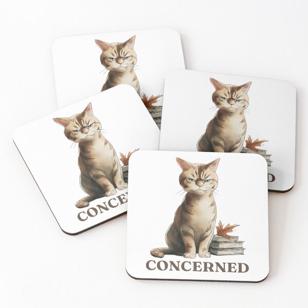 Item preview, Concerned – Judgmental Cat Book Lover Illustration designed and sold by CozyAndContrary.