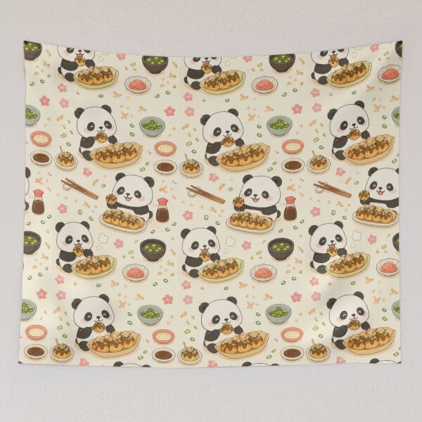 Item preview, Panda Takoyaki Pattern | Cute Kawaii Japanese Food Design designed and sold by Soft Berry Studio.