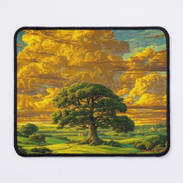 Item preview, Fantasy Landscape Golden Sky Glow Artwork designed and sold by NivyasArtistry.