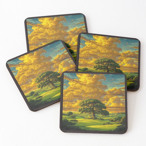Item preview, Fantasy Landscape Golden Sky Glow Artwork  designed and sold by NivyasArtistry.