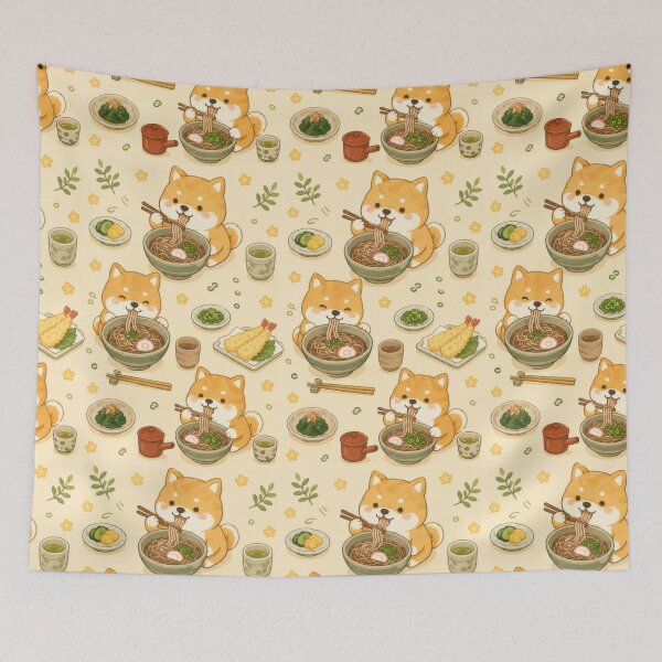 Item preview, Shiba Inu Soba Noodles Pattern | Cute Kawaii Japanese Food designed and sold by Soft Berry Studio.
