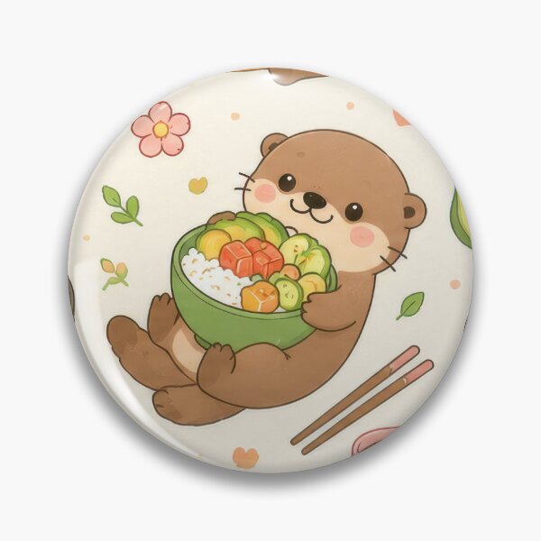 Item preview, Otter Poke Bowl Pattern | Cute Kawaii Foodie Design designed and sold by Soft Berry Studio.
