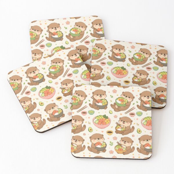 Item preview, Otter Poke Bowl Pattern | Cute Kawaii Foodie Design designed and sold by Soft Berry Studio.