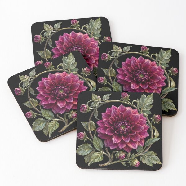 Item preview, Burgundy Dahlia Flower Botanical Design designed and sold by ManJiangHong.