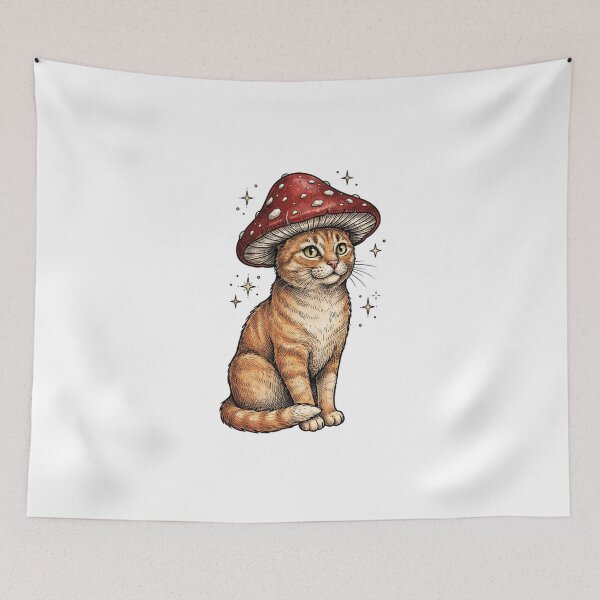 Item preview, Vintage Cat with Red Mushroom  designed and sold by SOUFIANE1991.