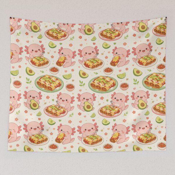 Item preview, Axolotl Enchilada Pattern | Cute Kawaii Foodie Design designed and sold by Soft Berry Studio.
