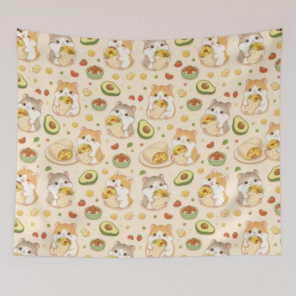 Item preview, Hamster Breakfast Burrito Pattern | Cute Kawaii Foodie Design designed and sold by Soft Berry Studio.