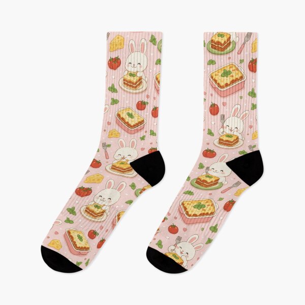 Item preview, Bunny Lasagna Pattern | Cute Kawaii Foodie Design designed and sold by Soft Berry Studio.