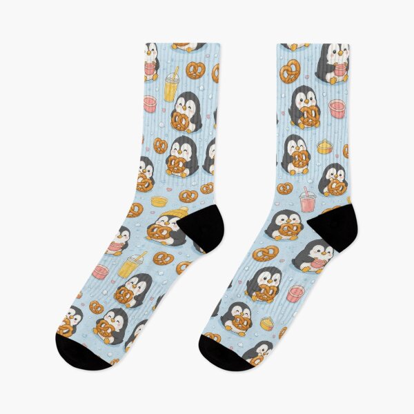 Item preview, Penguin Pretzel Pattern | Cute Kawaii Snack Food Design designed and sold by Soft Berry Studio.