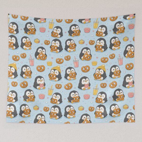 Item preview, Penguin Pretzel Pattern | Cute Kawaii Snack Food Design designed and sold by Soft Berry Studio.