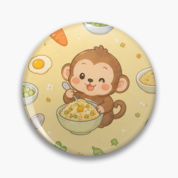 Item preview, Monkey Fried Rice Pattern | Cute Kawaii Foodie Design designed and sold by Soft Berry Studio.
