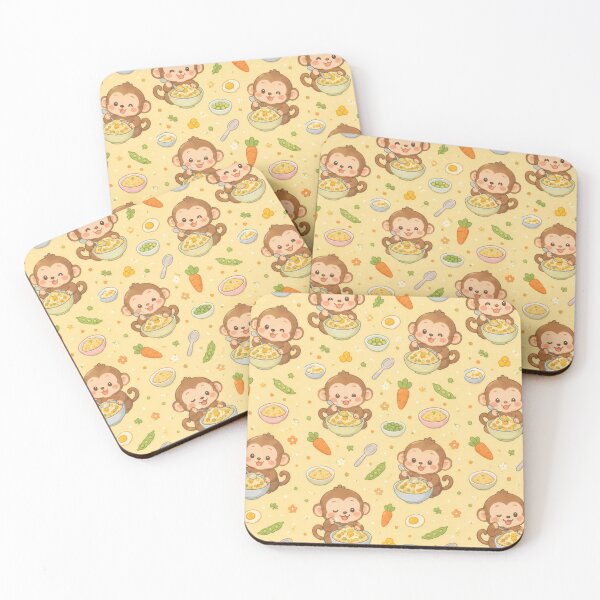 Item preview, Monkey Fried Rice Pattern | Cute Kawaii Foodie Design designed and sold by Soft Berry Studio.
